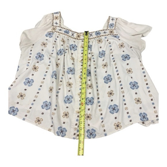 Torrid Embroidered Square Neck Short Sleeve Blouse Beach Linen Blend Sz 28-30 - Picture 10 of 11